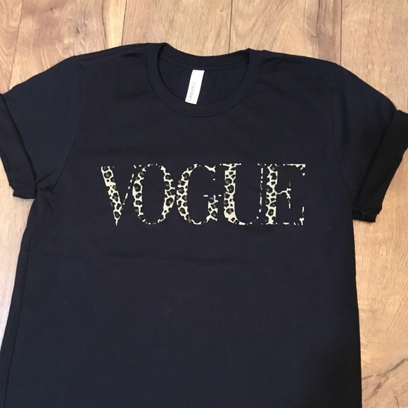 BLACK T~SHIRT WITH “VOGUE” IN LEOPARD A LEOPARD PRINT 100% COTTON - Picture 8 of 8